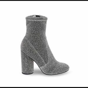 Steve Madden Garrick Grey Sparkle Glitter Zipper Bootie Heel - SIZE 7.5